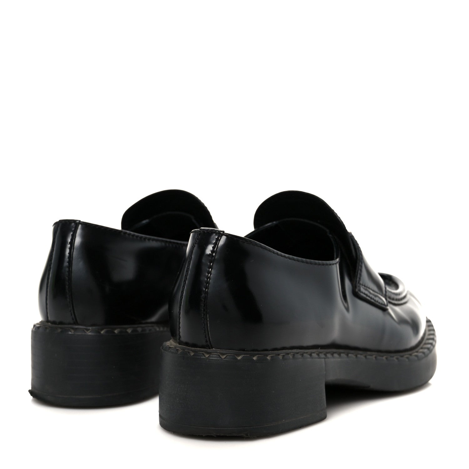 Prada Spazzolato Metal Triangle Logo 50mm Loafers 37 Black 5 of 10