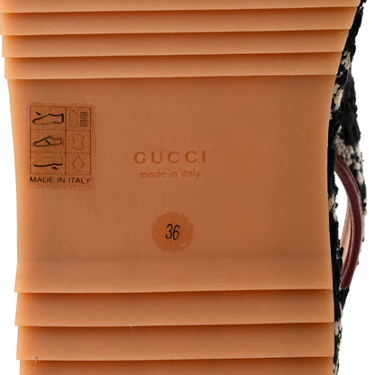 Gucci Tweed GG Monogram Crystal Angelina Platform Slingback Sandals 36 Black Natural Cerise 6 of 9