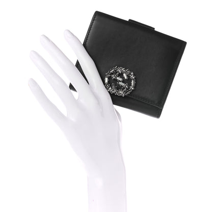 Gucci Calfskin Swarovski Crystal Mini GG Sparkling French Flap Wallet Black 2 of 7