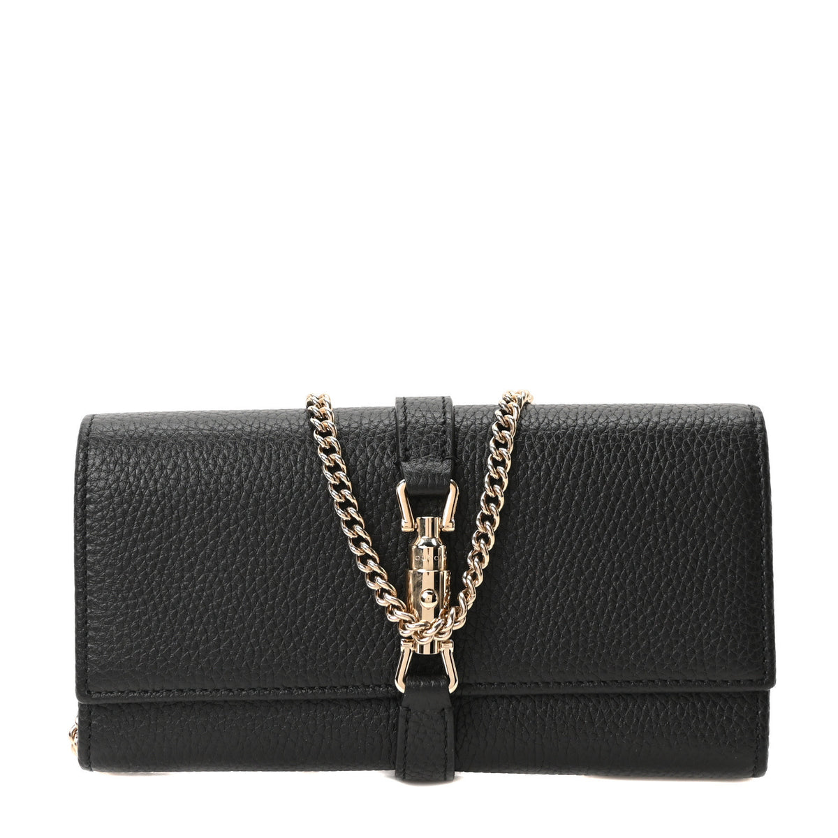 Pebbled Calfskin Jackie 1961 Chain Wallet Black
