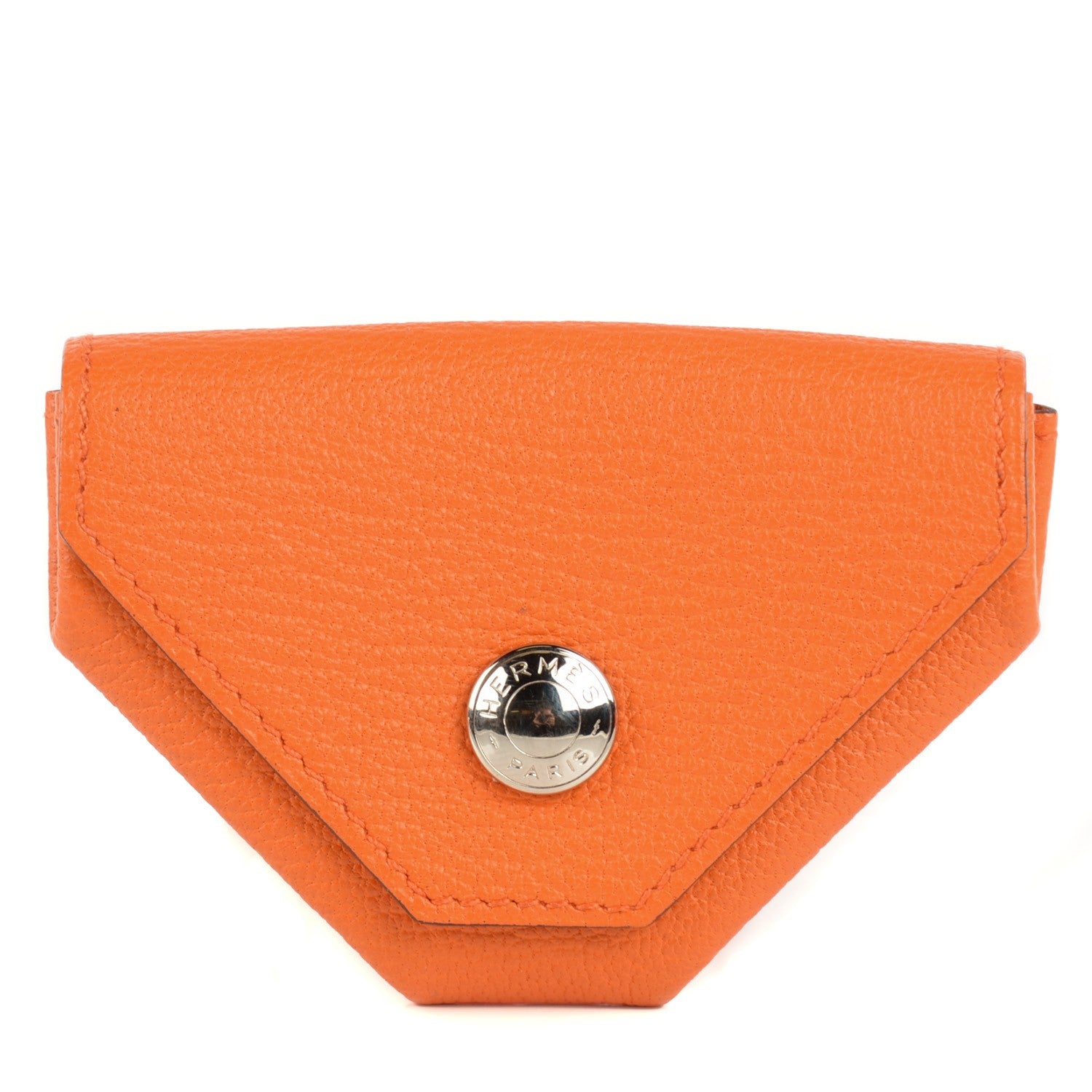 Hermes Chevre Mysore Le 24 Coin Purse Orange 1 of 10