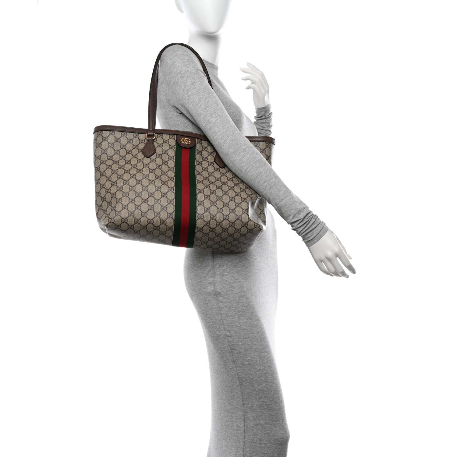 Gucci GG Supreme Monogram Medium Ophidia Shopping Tote Brown 2 of 16