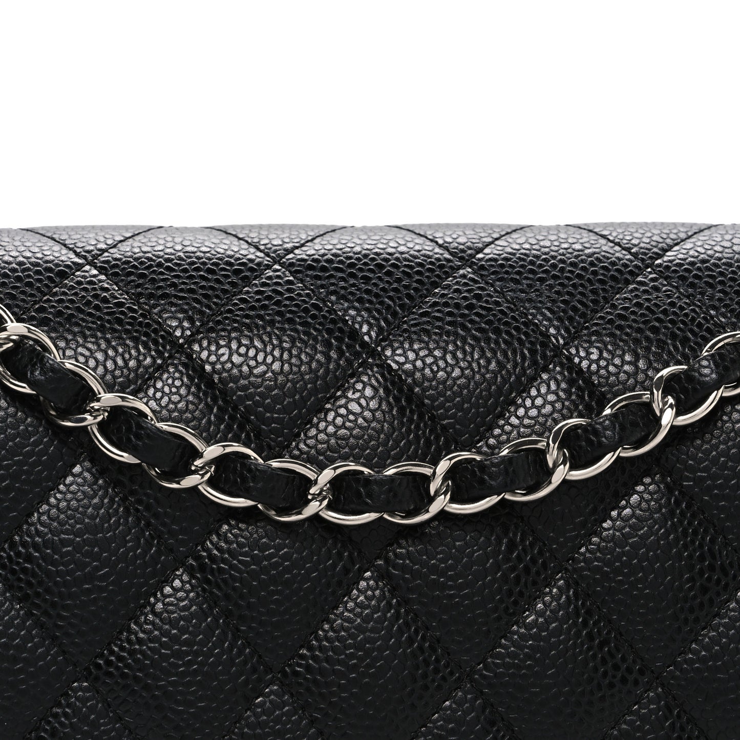 Caviar Quilted Medium Double Flap Black