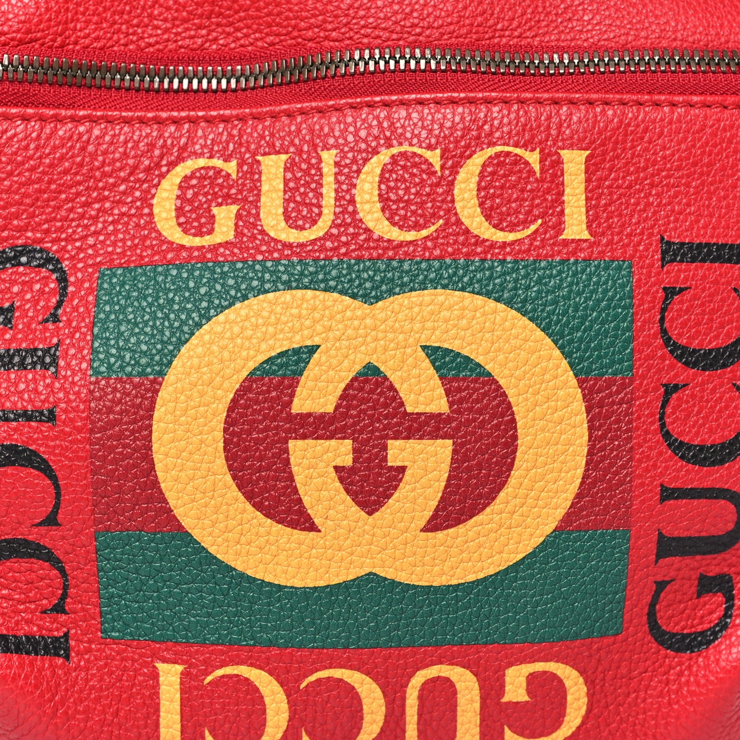 Grained Calfskin Logo Belt Bag Hibiscus Red