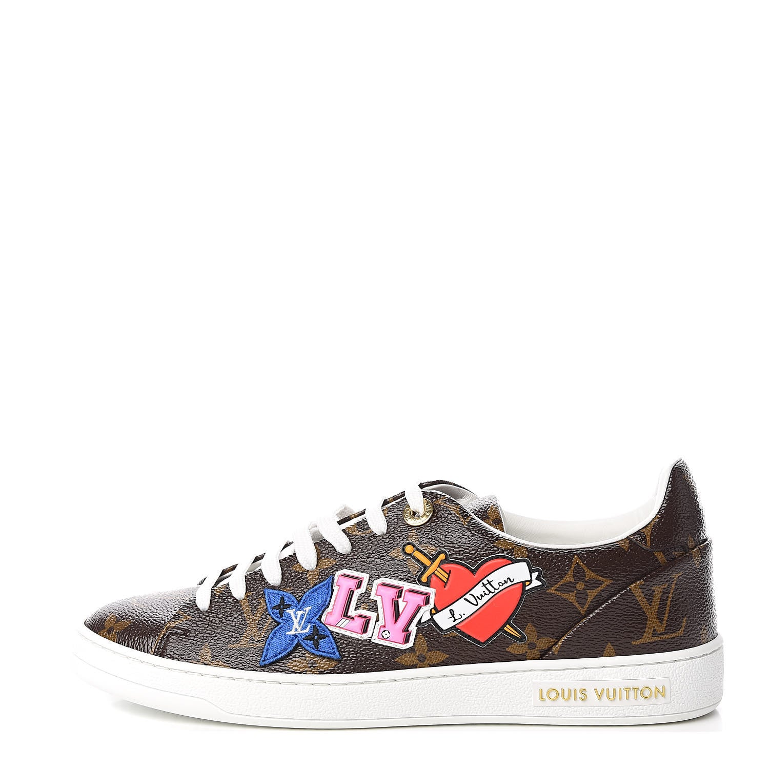 Louis Vuitton Calfskin Monogram LV Black Heart Sneakers 37 Cacao 1 of 10