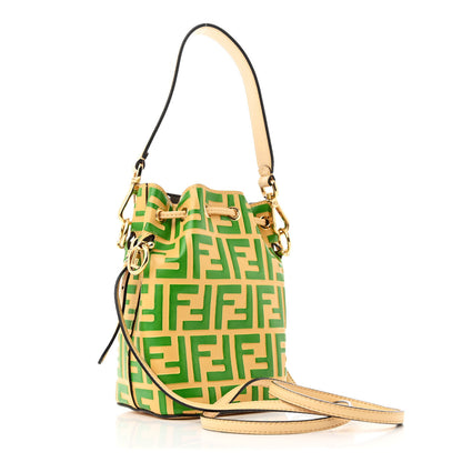 Fendi Vitello Liberty F is Fendi Bi-Color FF 1974 Embossed Mini Mon Tresor Bucket Bag Savana Tomatillo 3 of 11