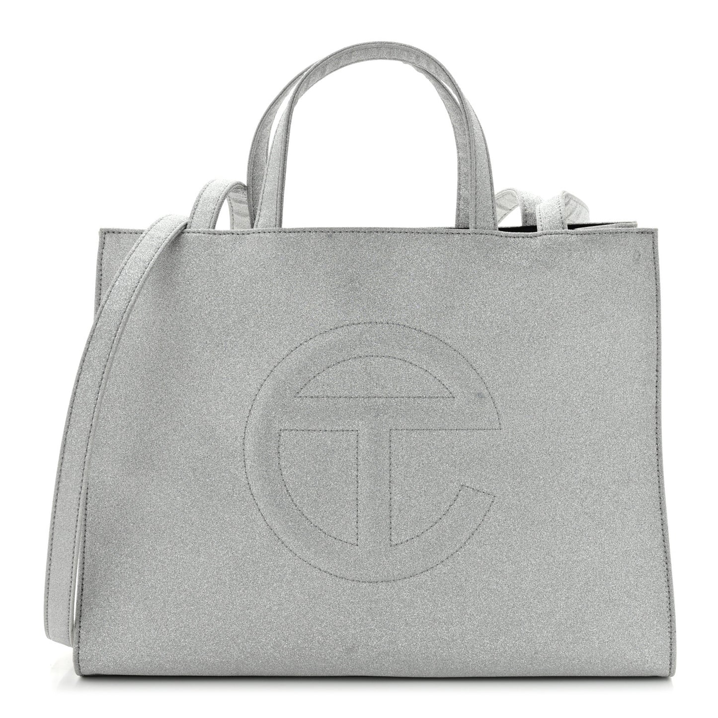 Glitter Microfiber Large Shopping Bag Silver