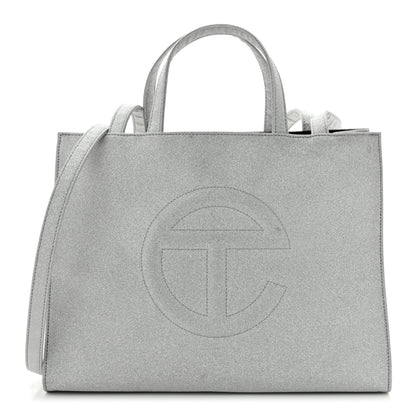 Telfar Glitter Microfiber Large Shopping Bag Silver 1 of 11