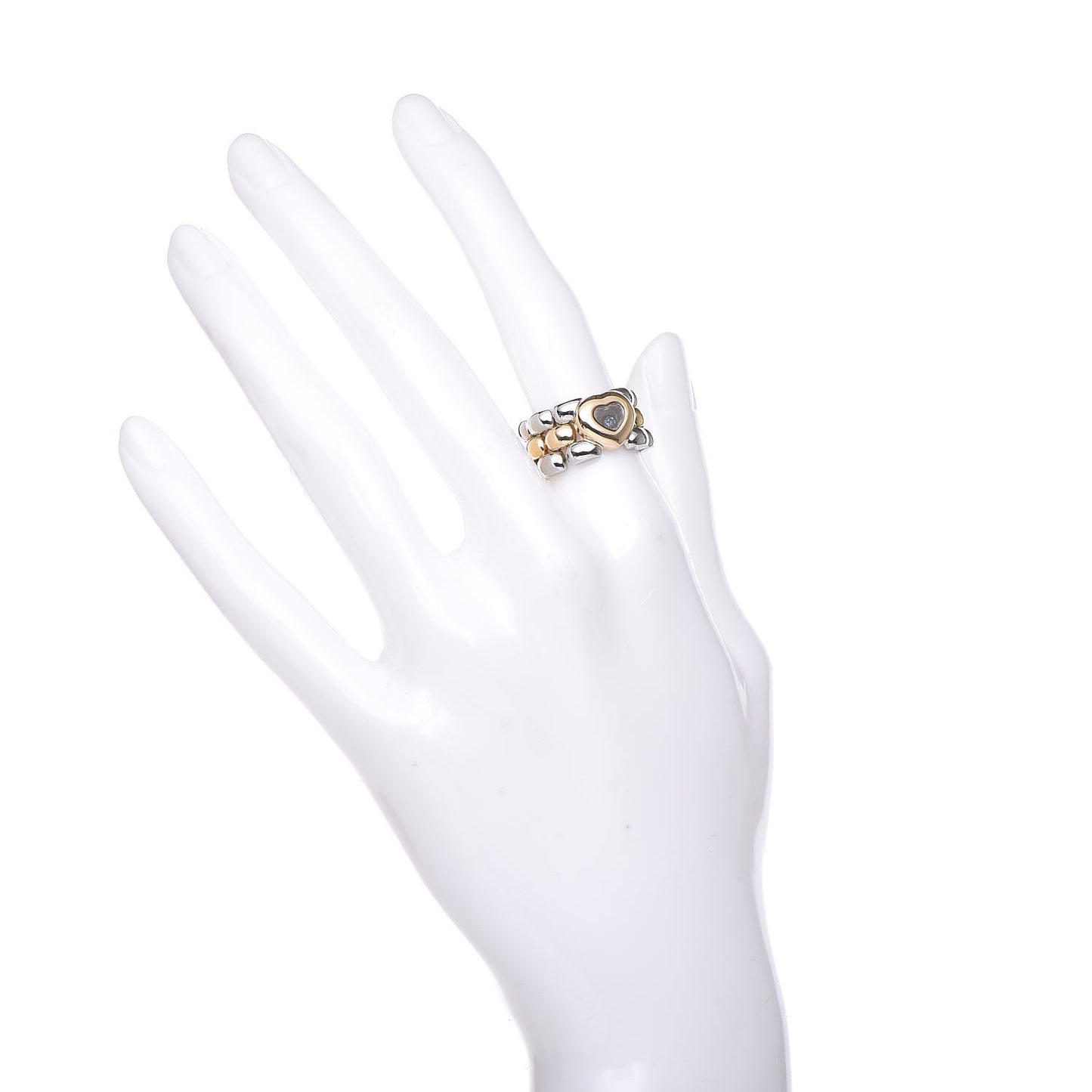 18K Yellow Gold Stainless Steel Happy Diamonds Heart Ring 50 5.5