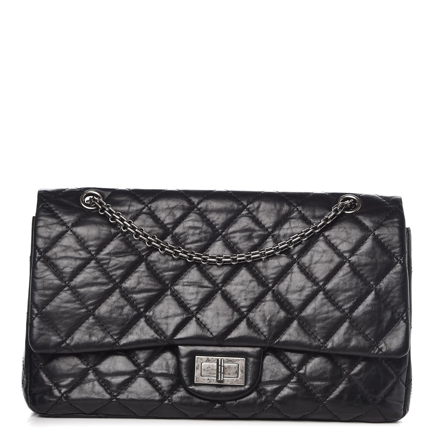 Aged Calfskin Quilted 2.55 Reissue 227 Flap Black