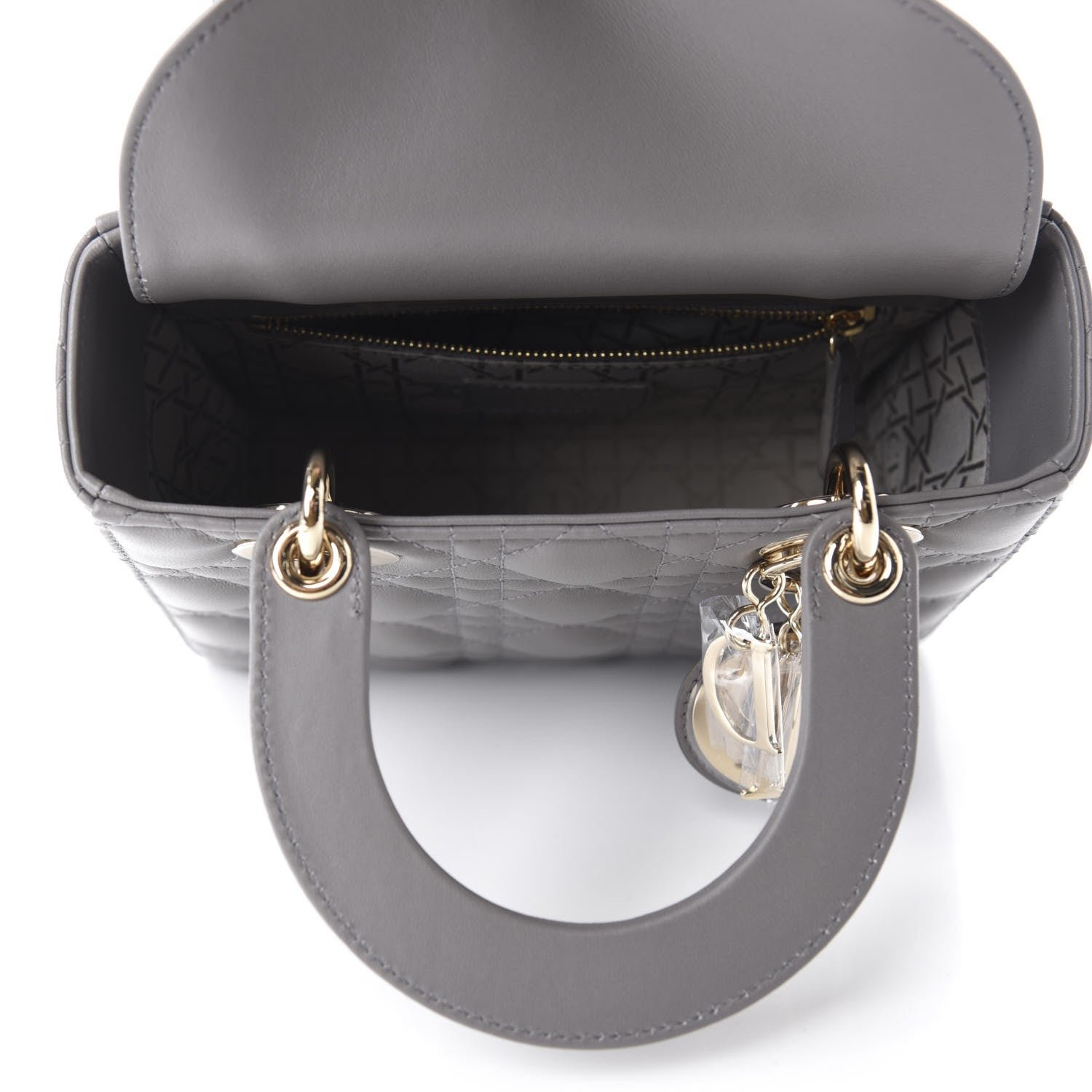Christian Dior Lambskin Cannage Small My ABCDior Lady Dior Grey 5 of 11