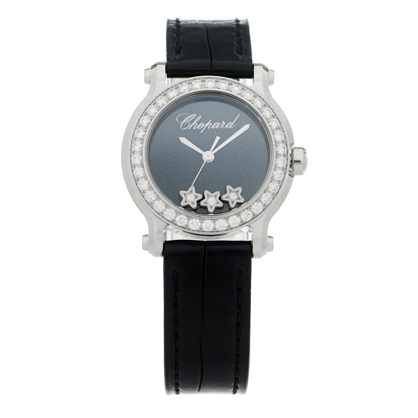 Stainless Steel Alligator Diamond Bezel 30mm Happy Sport Star Quartz Watch Blue