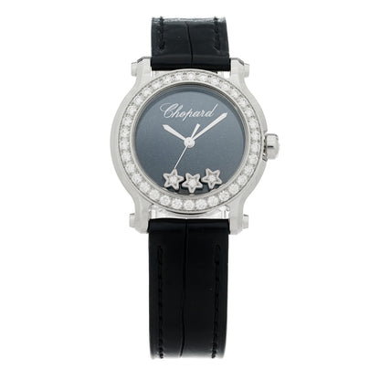 Chopard Stainless Steel Alligator Diamond Bezel 30mm Happy Sport Star Quartz Watch Blue 1 of 4