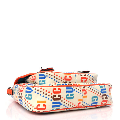 Gucci Coated Canvas Logo Star Print Childrens Messenger Bag Beige Multicolor Vibrant Orange 4 of 9