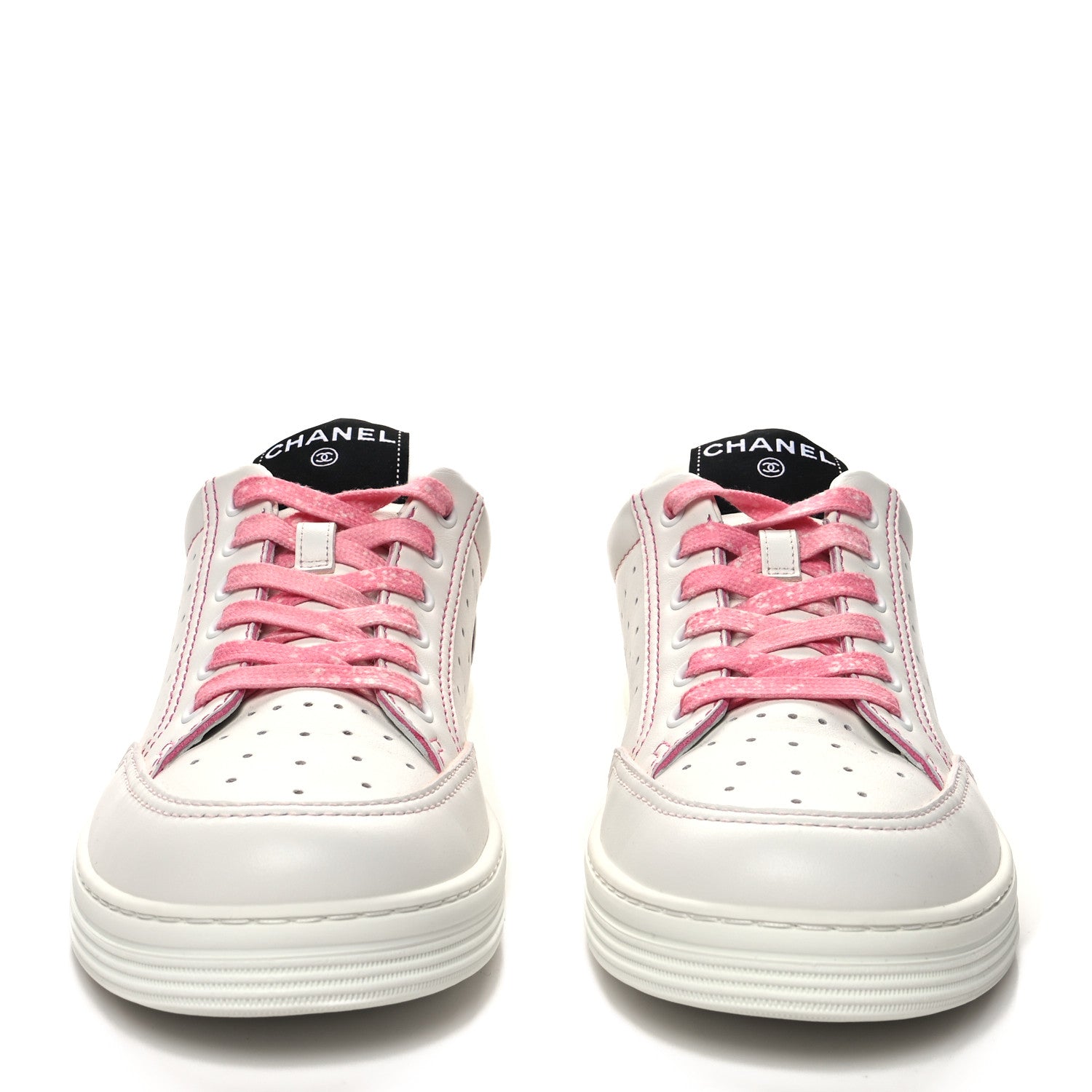 Chanel Calfskin Womens Logo Sneakers 40 White Pink 2 of 8