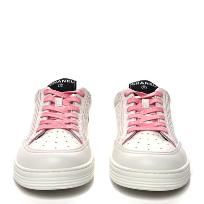 Chanel Calfskin Womens Logo Sneakers 40 White Pink 2 of 8