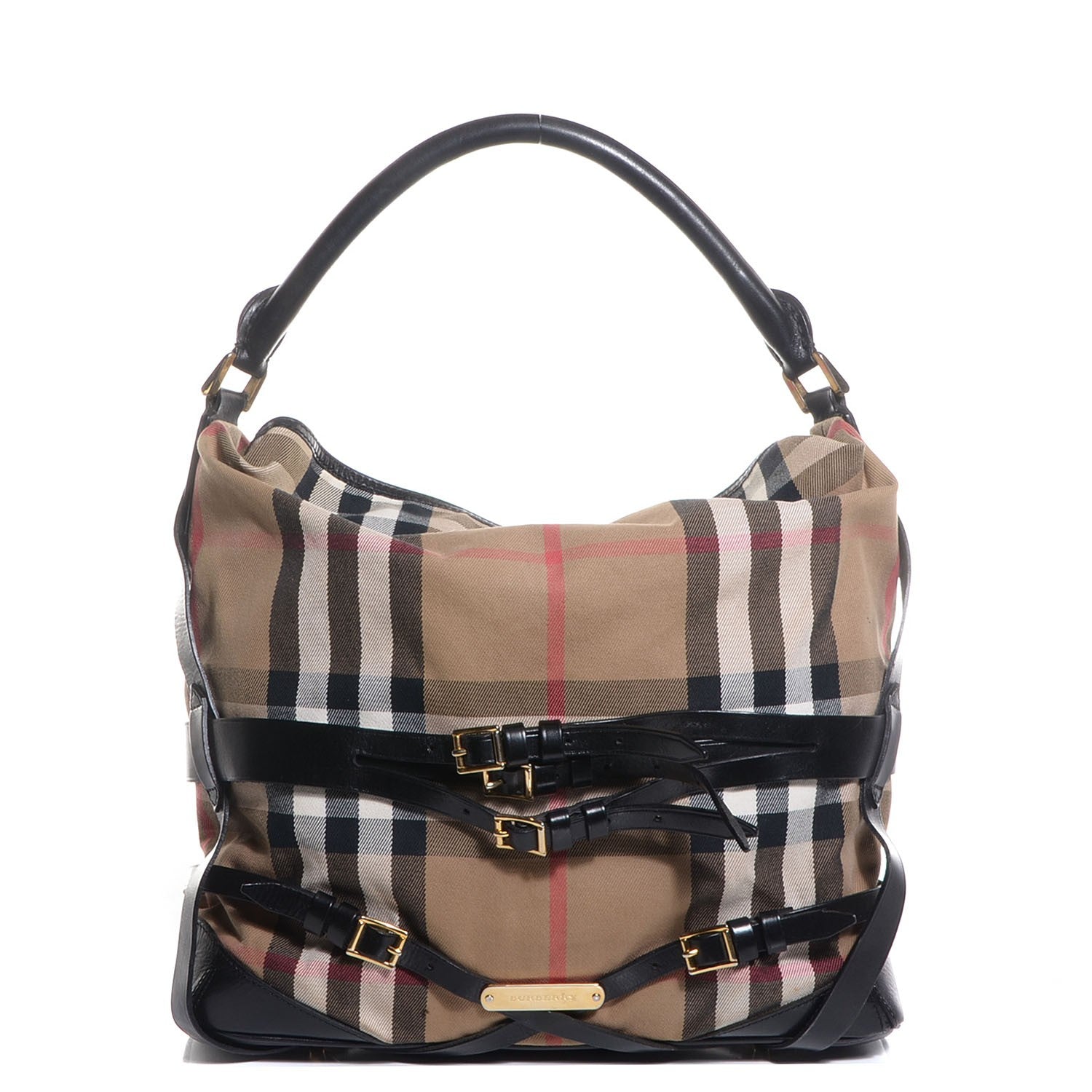 Burberry House Check Bridle Calfskin Medium Gosford Hobo Black 1 of 12