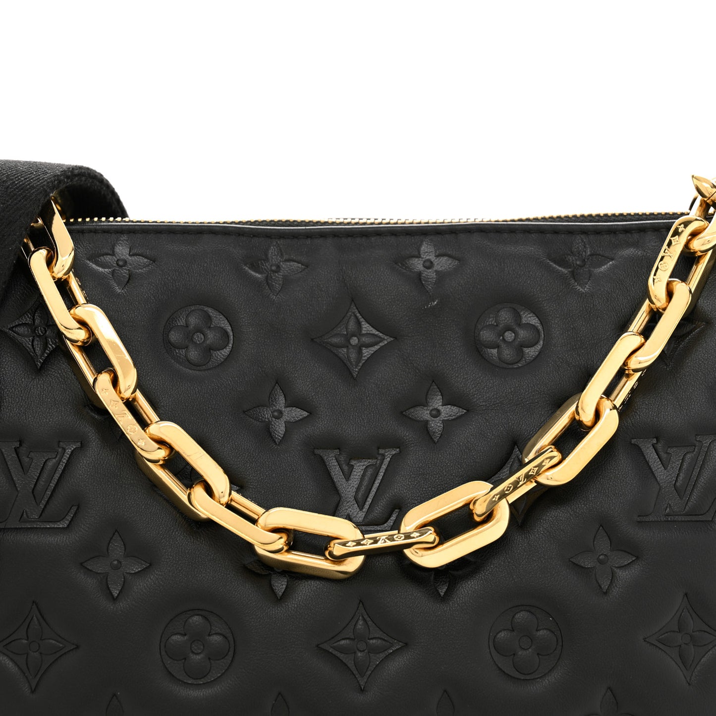 Lambskin Embossed Monogram Coussin PM Black
