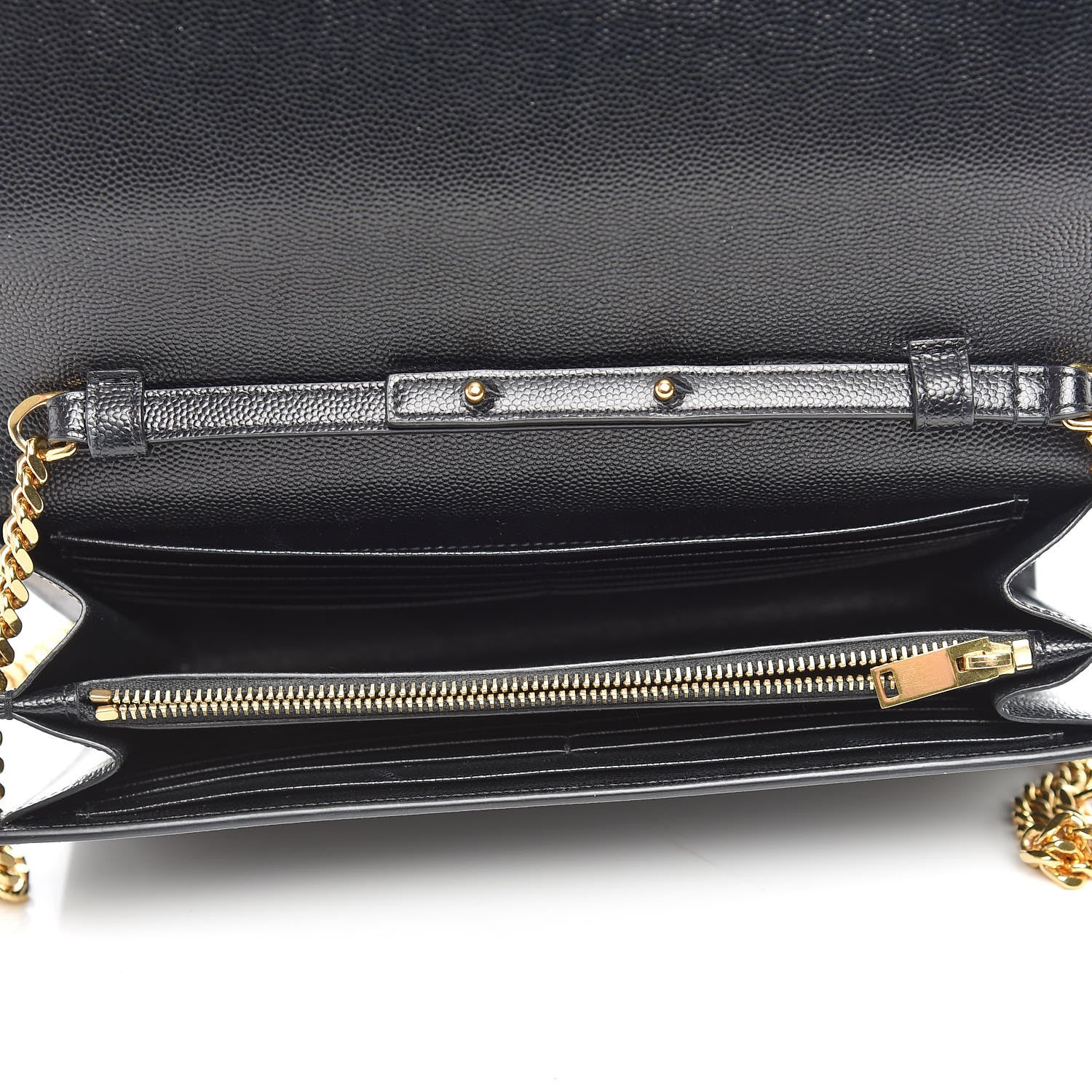 Saint Laurent Grain De Poudre Star Studded Monogram Wallet on Chain Black 5 of 10