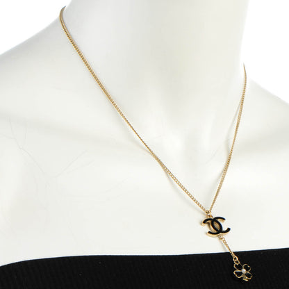 Chanel Enamel CC Camellia Flower Drop Necklace Black Gold 2 of 5