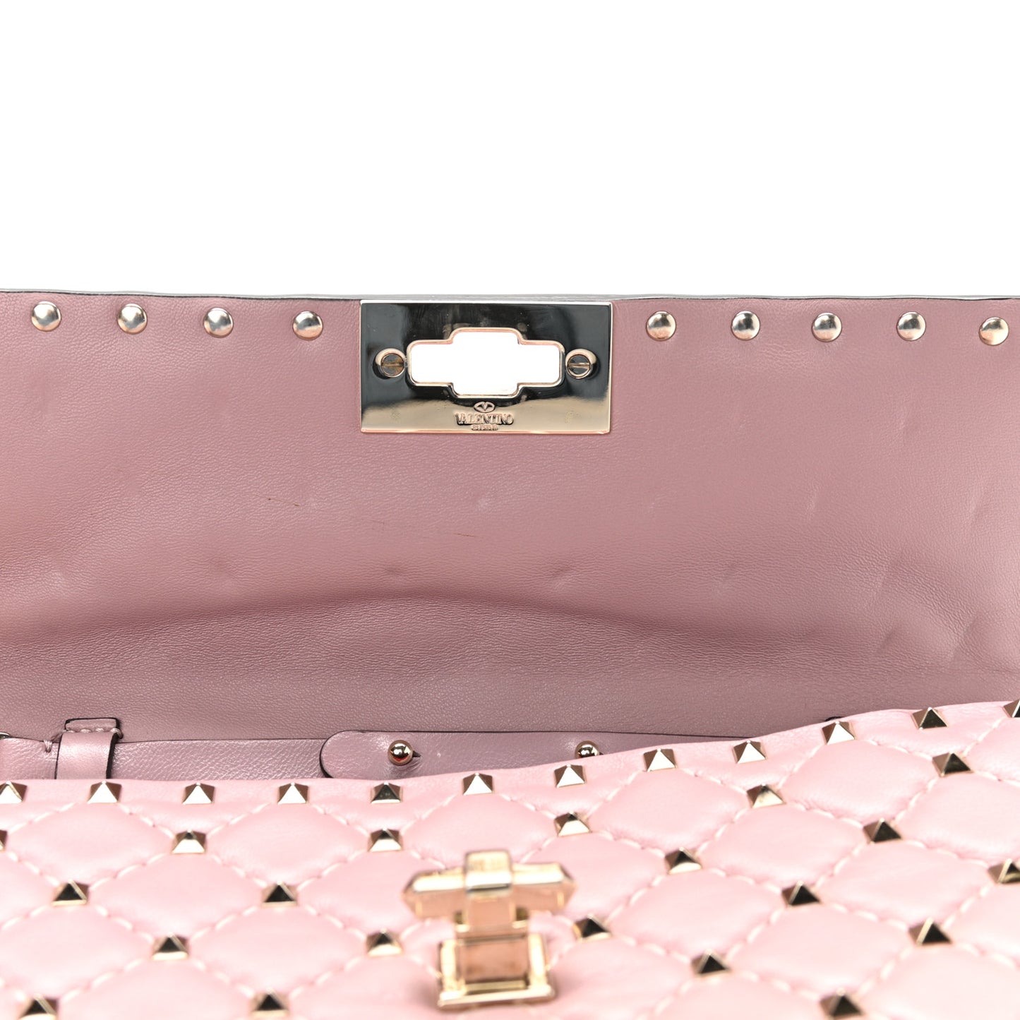 Nappa Rockstud Spike Wallet on Chain Water Rose