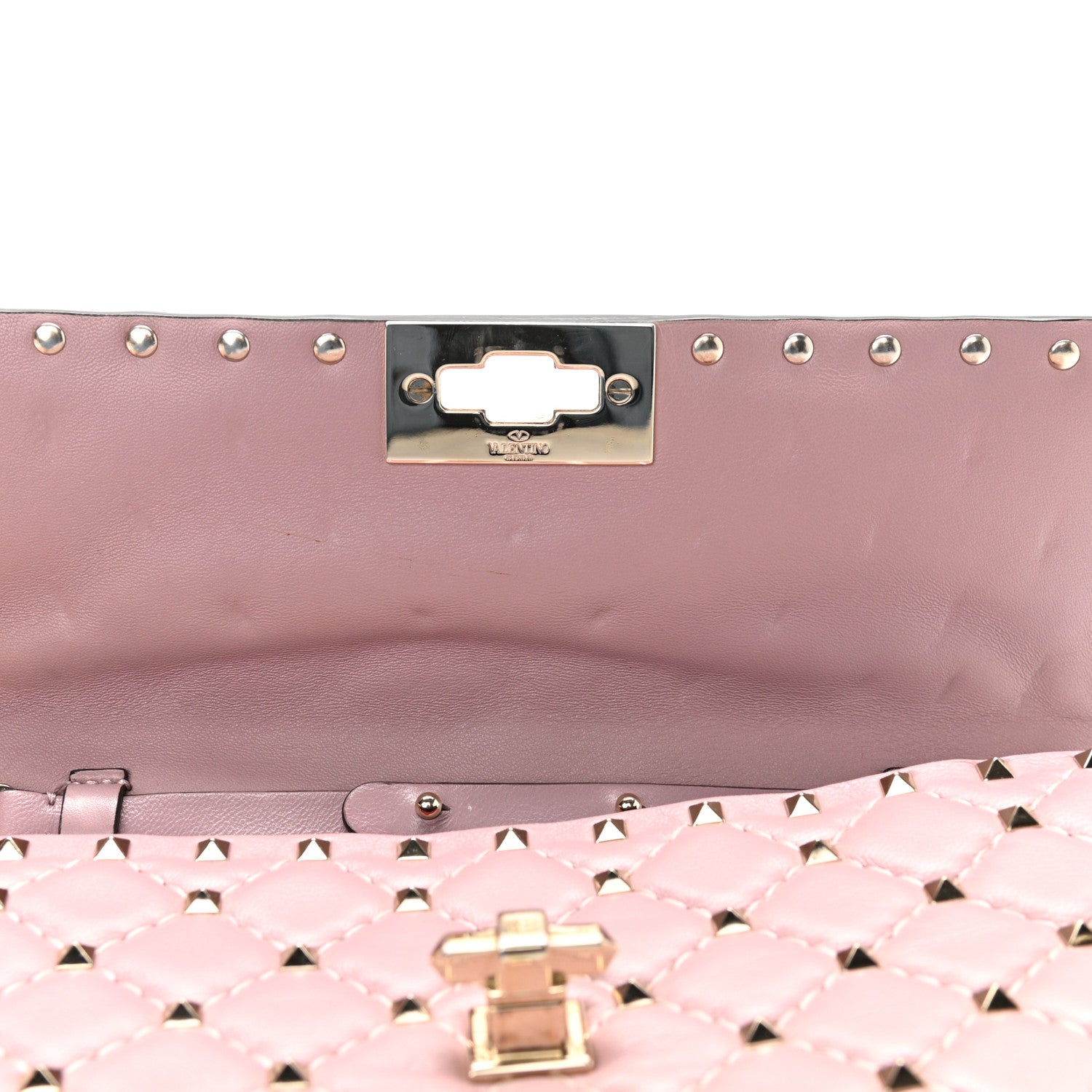 Valentino Garavani Nappa Rockstud Spike Wallet on Chain Water Rose 10 of 10