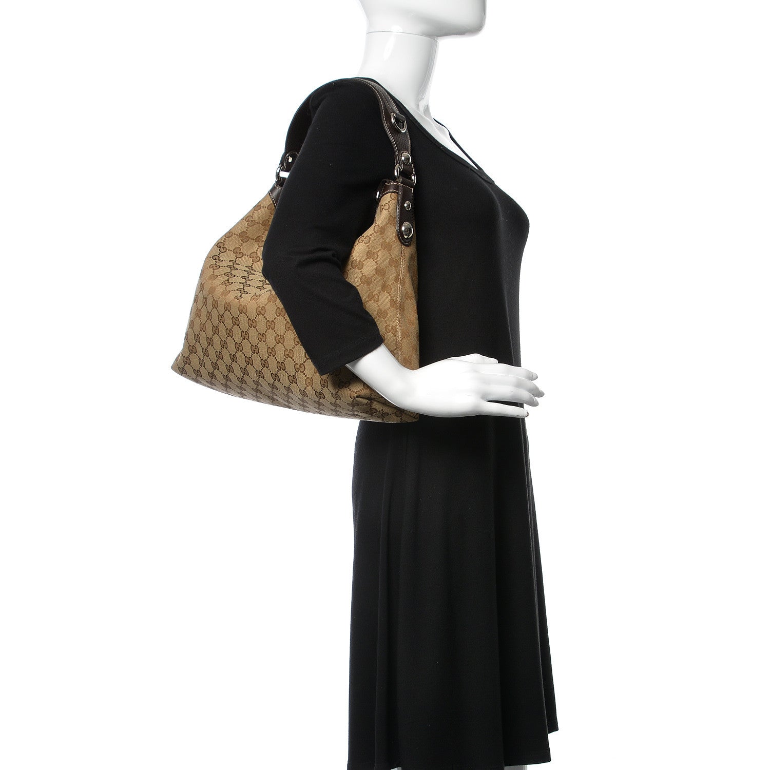 Gucci Monogram Medium Icon Bit Hobo Dark Brown 2 of 11