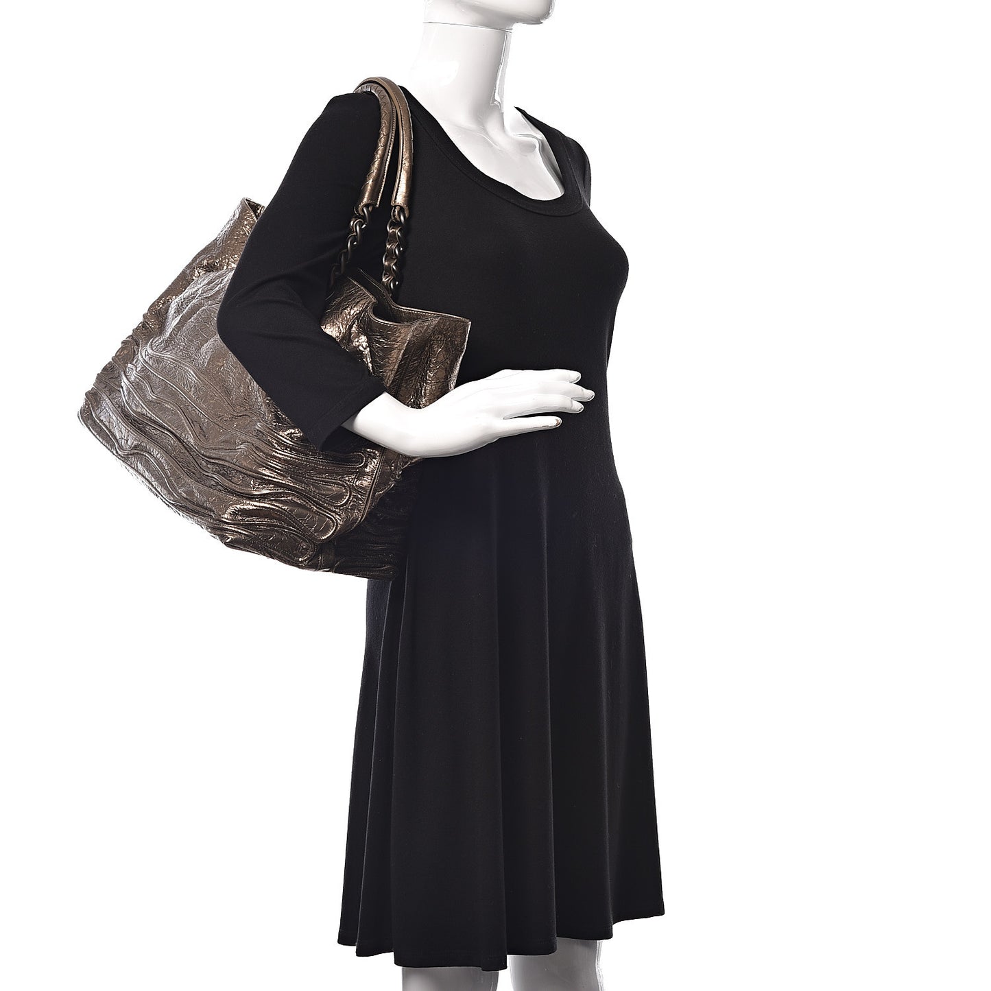 Metallic Crinkled Calfskin Tote