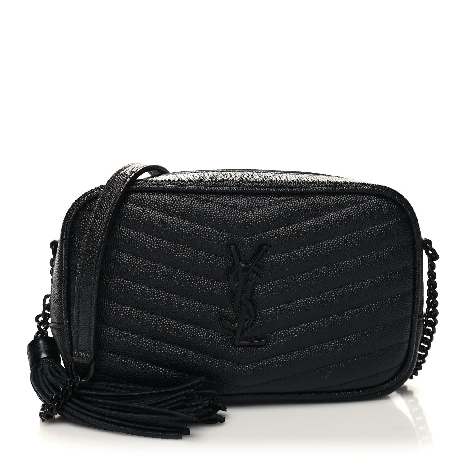 Saint Laurent Grain De Poudre Matelasse Monochrome Monogram Mini Lou Camera Bag Black 1 of 11