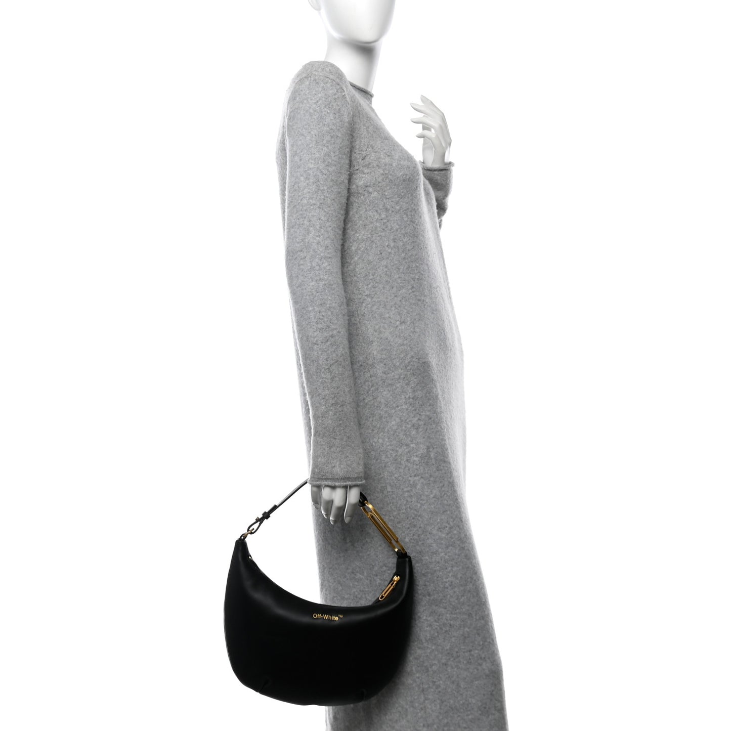 Calfskin Paperclip Hobo Bag Black