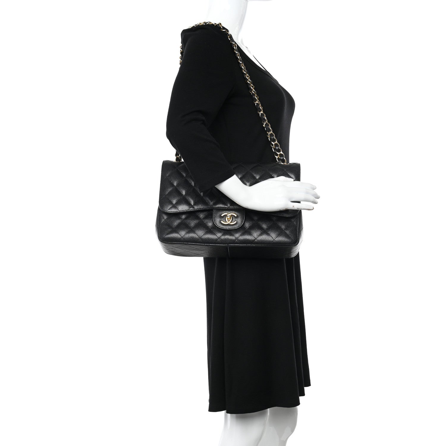 Chanel Caviar Quilted Jumbo Double Flap Black 2 of 12