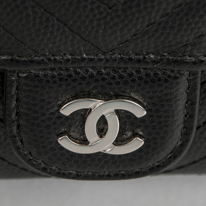 Chanel Caviar Chevron Quilted Large Flap Wallet Black 9 of 9