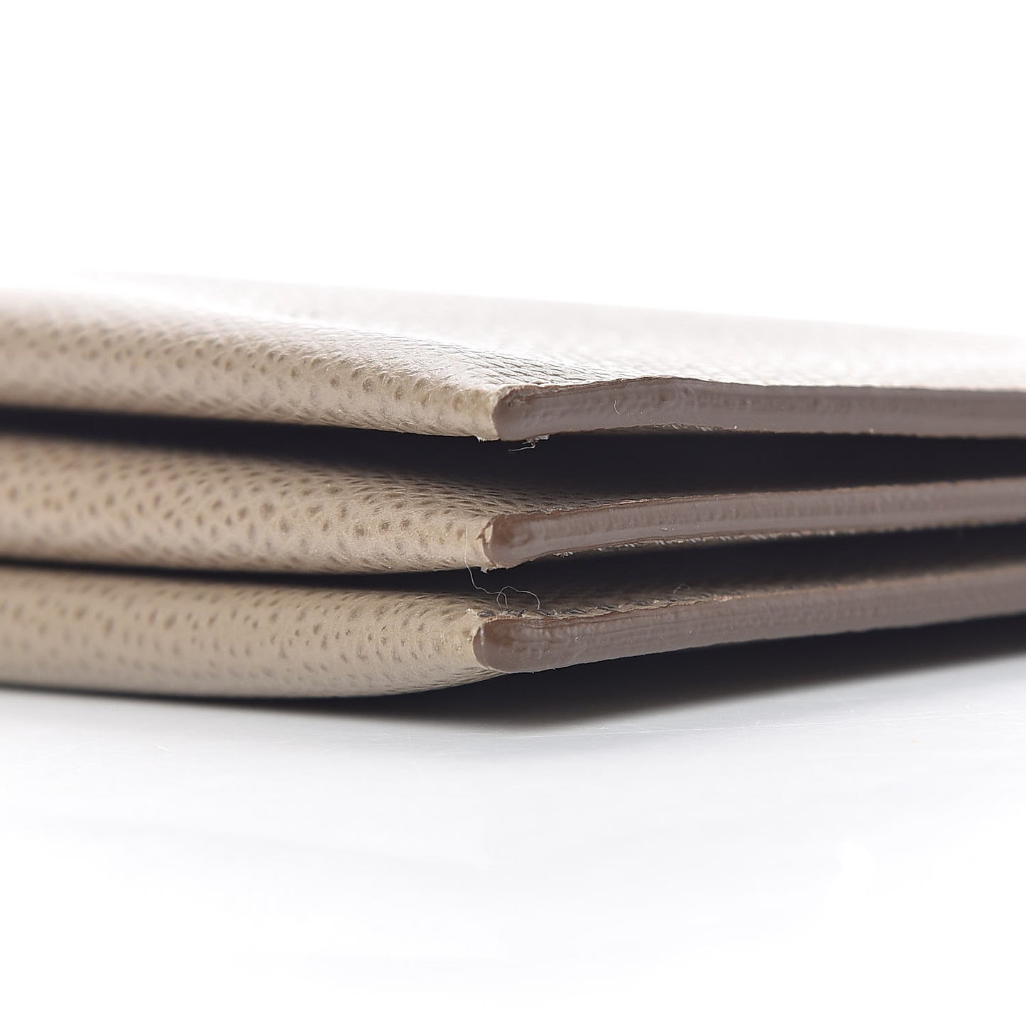 Shiny Grained Calfskin Solo Trio Cosmetic Pouch Taupe