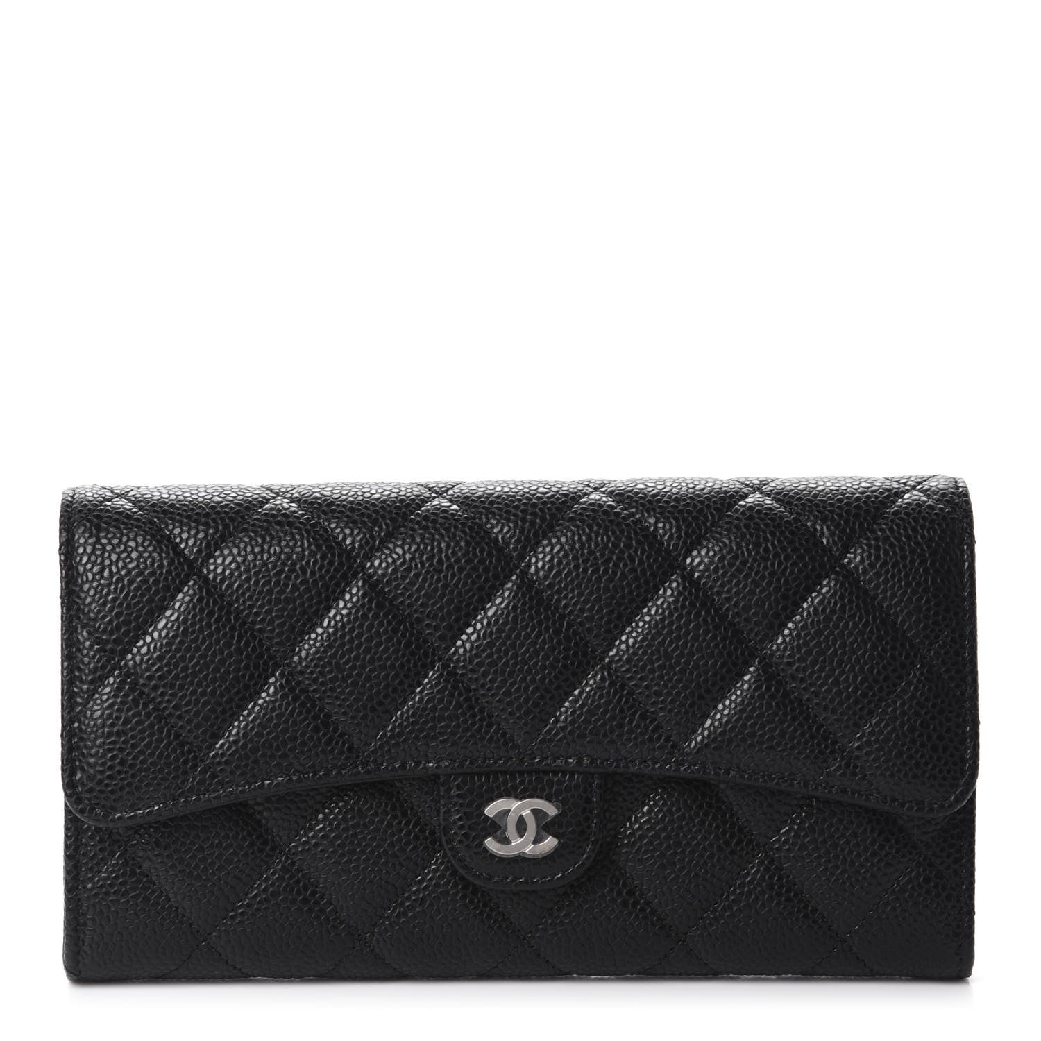 Chanel Caviar Quilted Large Gusset Flap Wallet Black 1 of 9