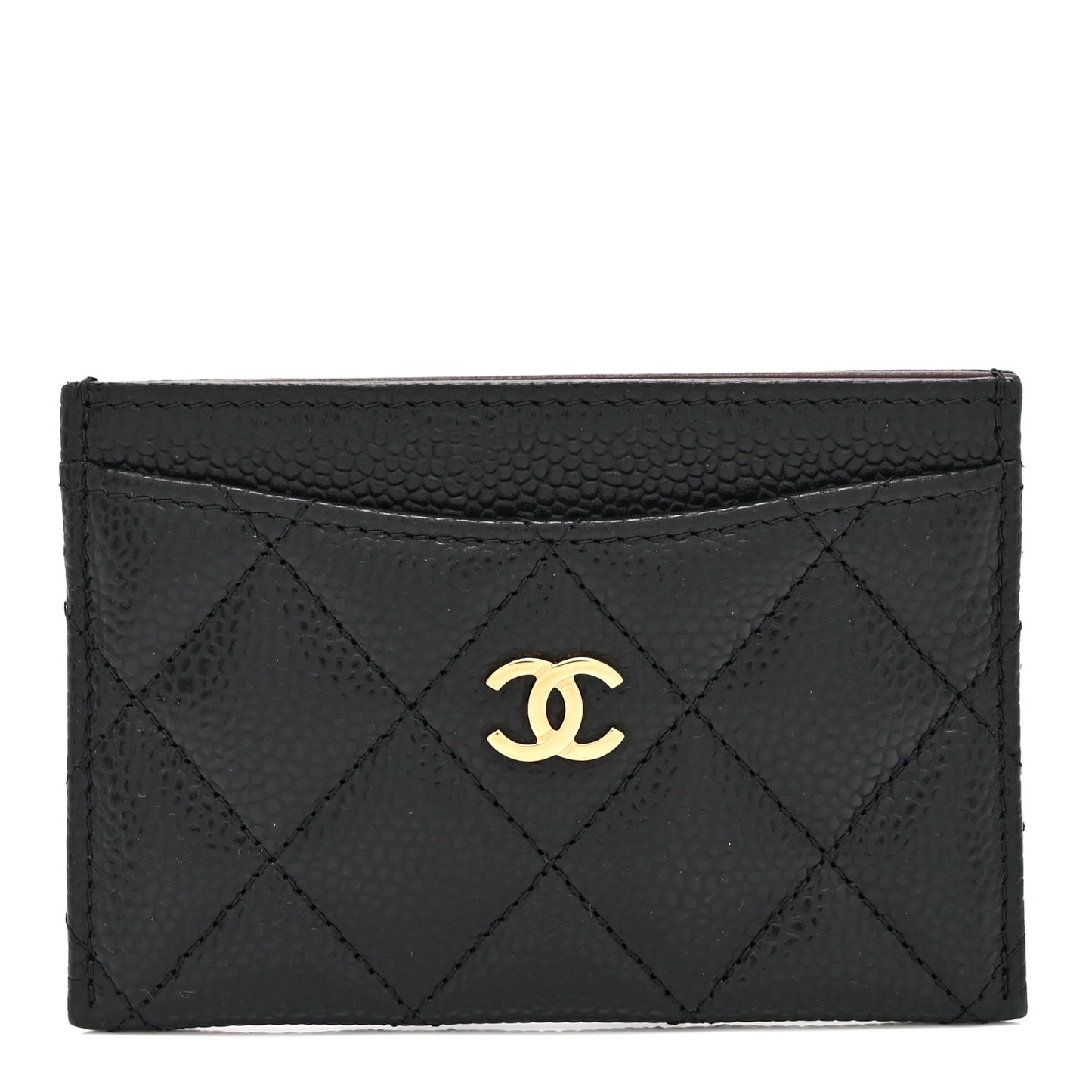 Caviar Quilted Card Holder Black