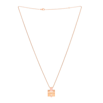 Hermes Gold Plated Lacquered Eileen Pendant Necklace Rose Dragee 3 of 5