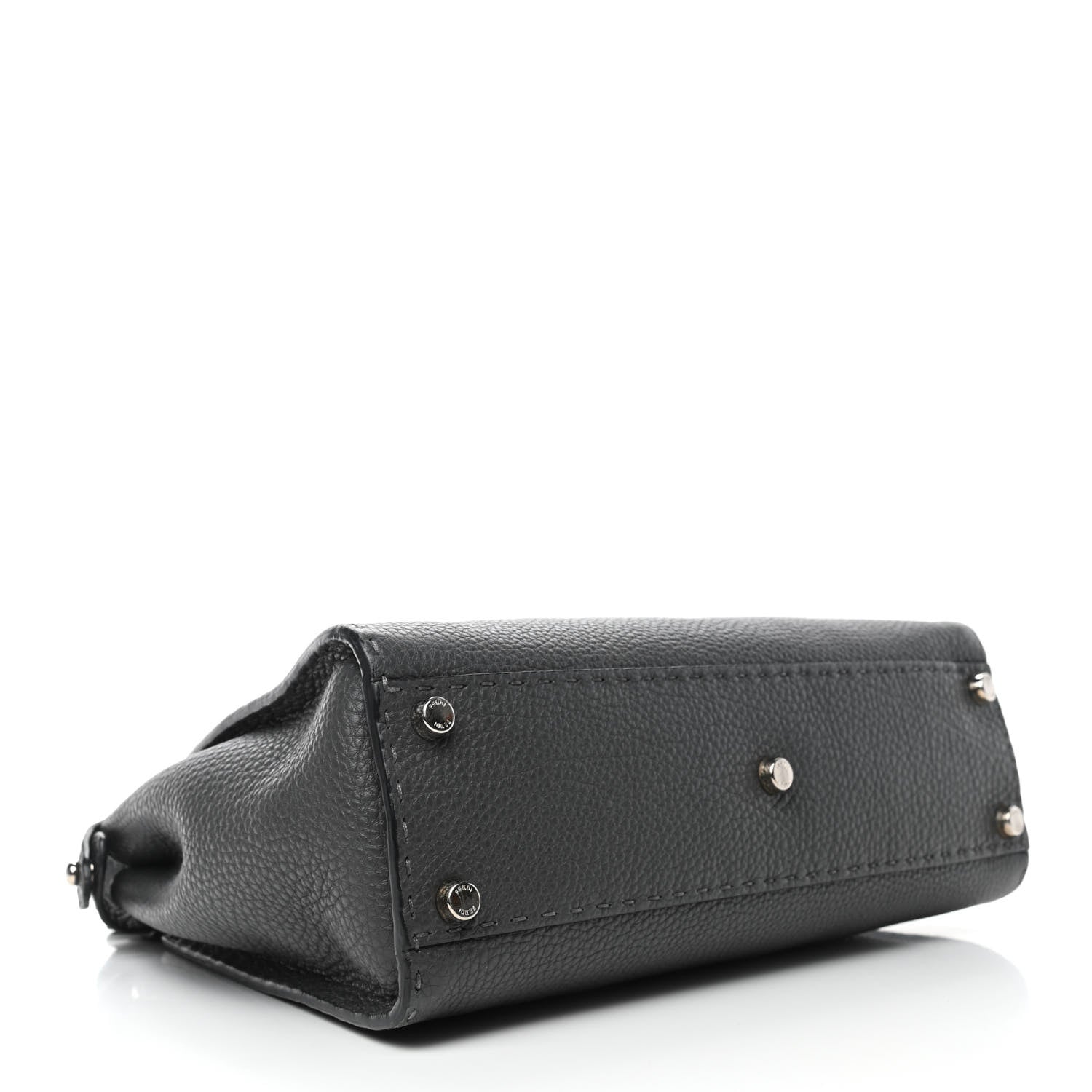 Fendi Cuoio Romano Selleria Bi-Color Medium Peekaboo Iconic Satchel Asfalto Latte 3 of 4