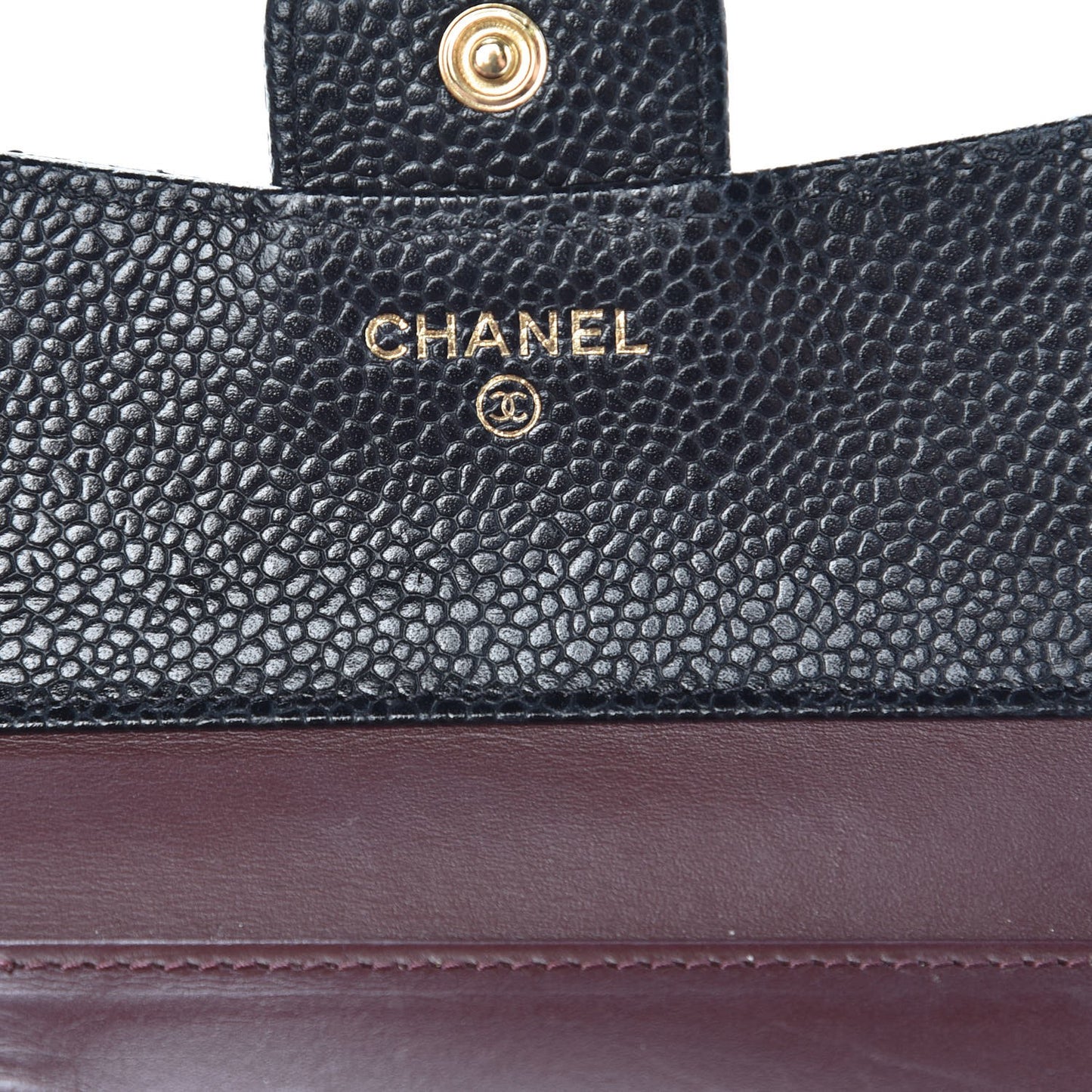 Caviar Quilted Compact Flap Wallet Black