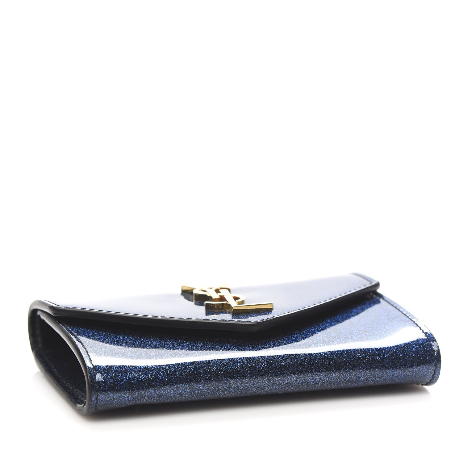 Saint Laurent Glitter Patent Small Monogram Envelope Wallet Cobalt 4 of 7