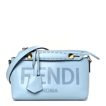 Fendi Vitello King Logo Embossed Mini By The Way Boston Bag Azzurro Baby 1 of 9