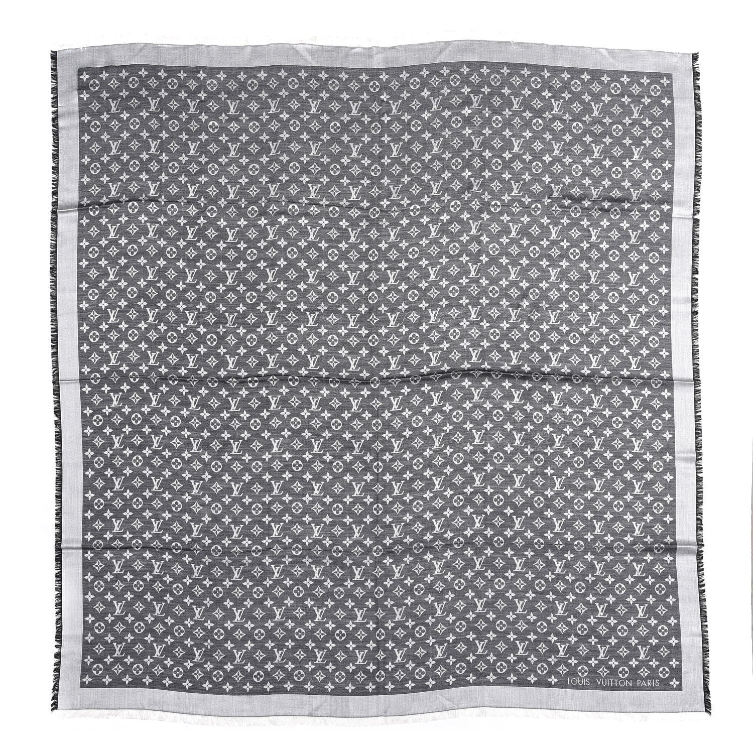 Louis Vuitton Silk Wool Monogram Denim Shawl Black 1 of 4