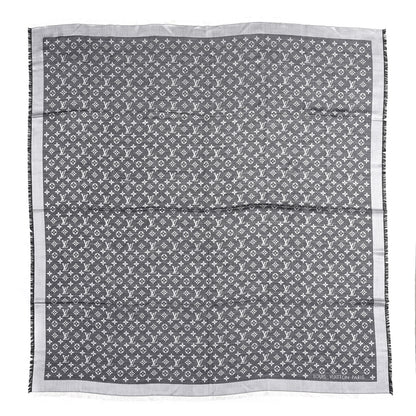 Louis Vuitton Silk Wool Monogram Denim Shawl Black 1 of 4