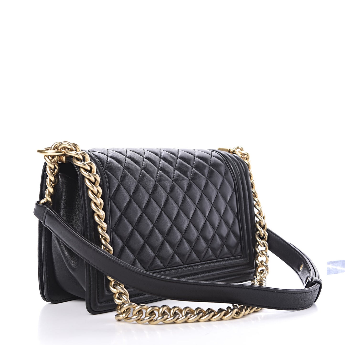 Lambskin Quilted Medium Boy Flap Black