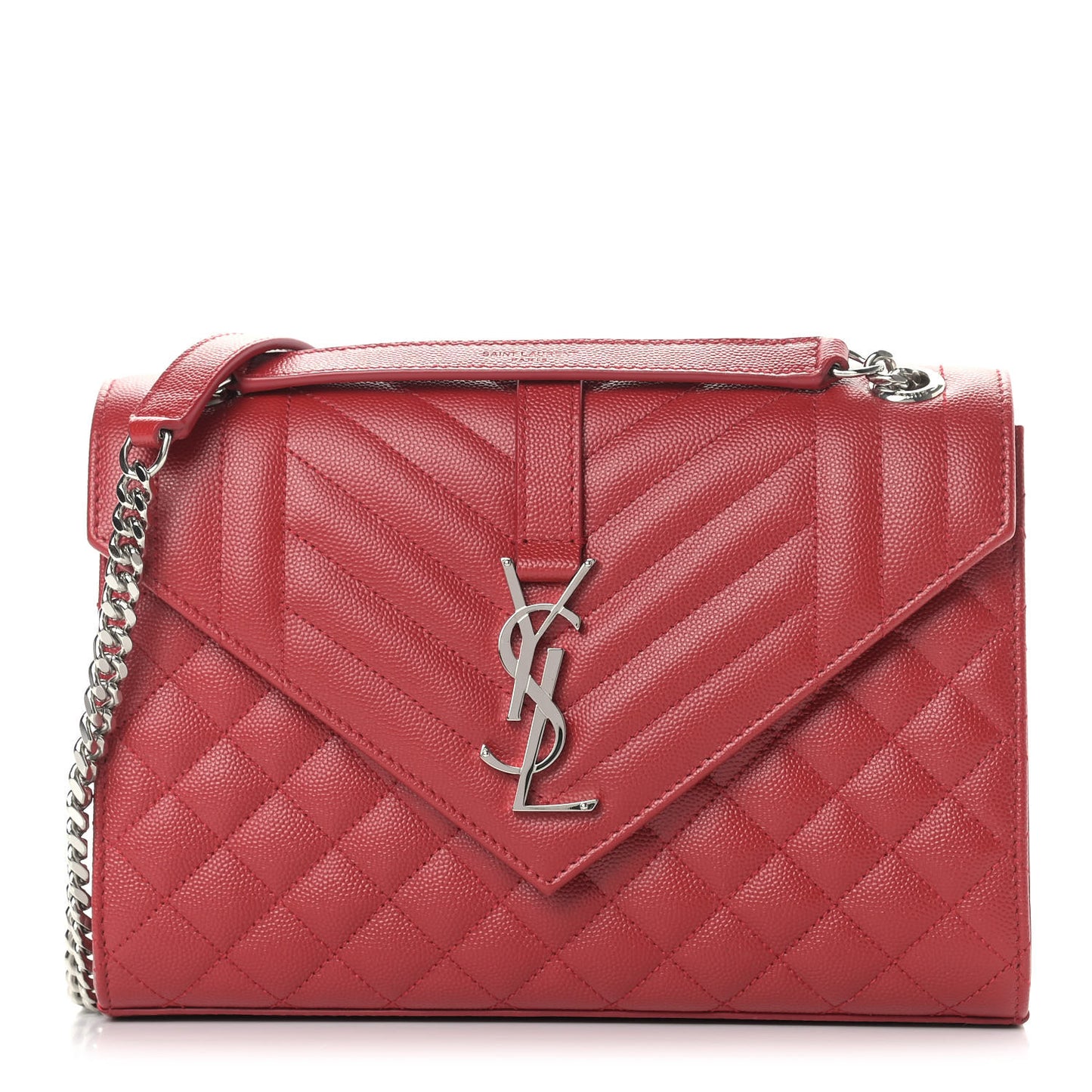 Grain De Poudre Textured Mixed Matelasse Triquilt Medium Monogram Satchel Rouge Eros