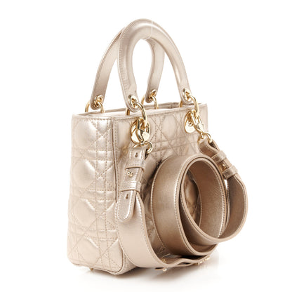 Christian Dior Metallic Lambskin Cannage Small My ABCDior Lady Dior Gold 3 of 10