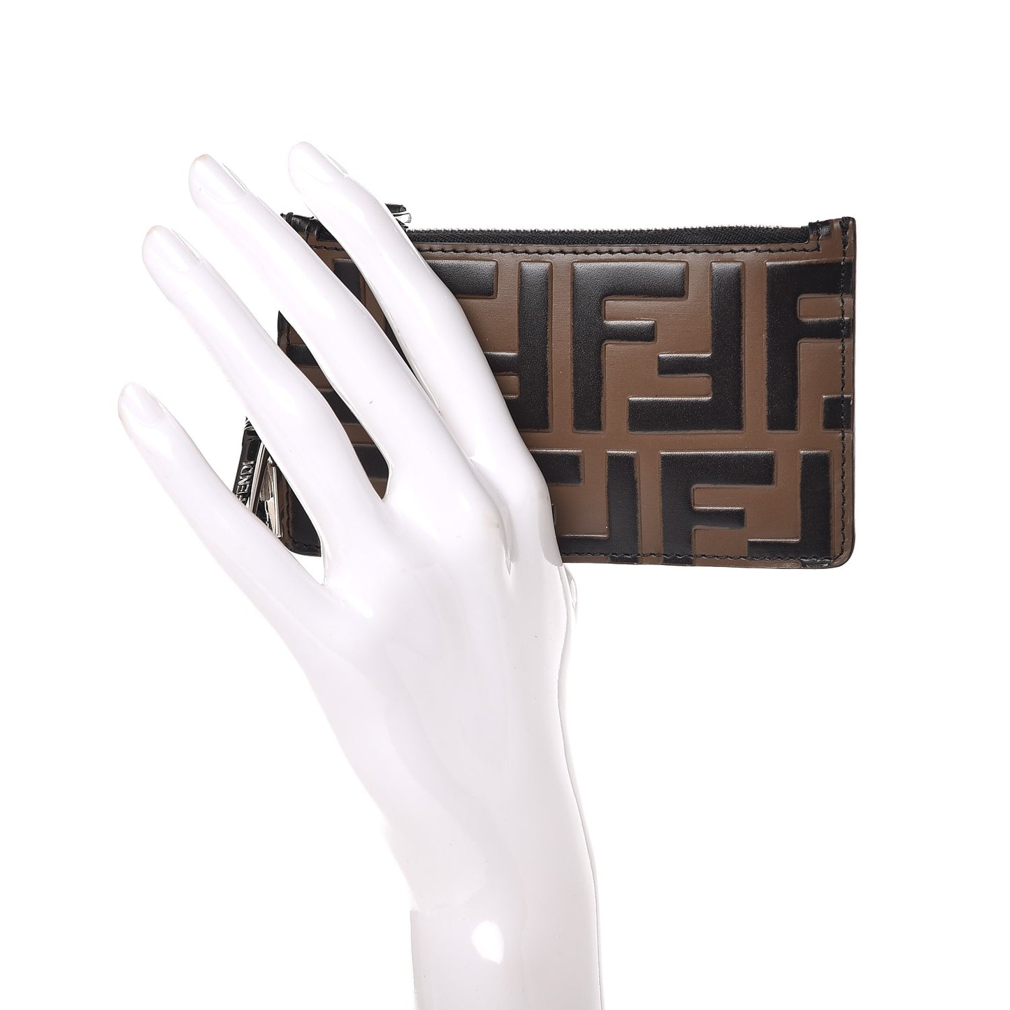 Vitello Century Bi-Color FF 1974 Embossed Coin Purse Maya Black