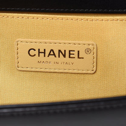 Chanel Lambskin Quilted Medium Boy Studded Handle Flap Black Gold 6 of 12