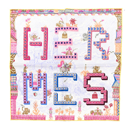 Hermes Silk Super Silk Quest Scarf 45 Violet Rose Bleu 1 of 8