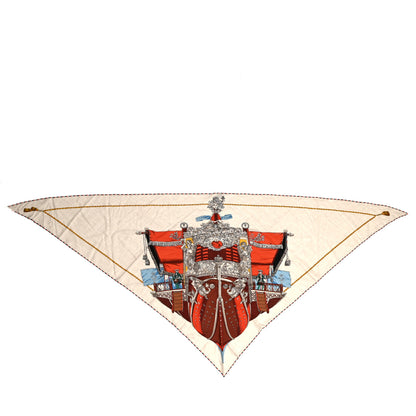 Hermes Cashmere Silk La Reale Giant Pointe Triangle Shawl Naturel Vermillon Noisette 1 of 4