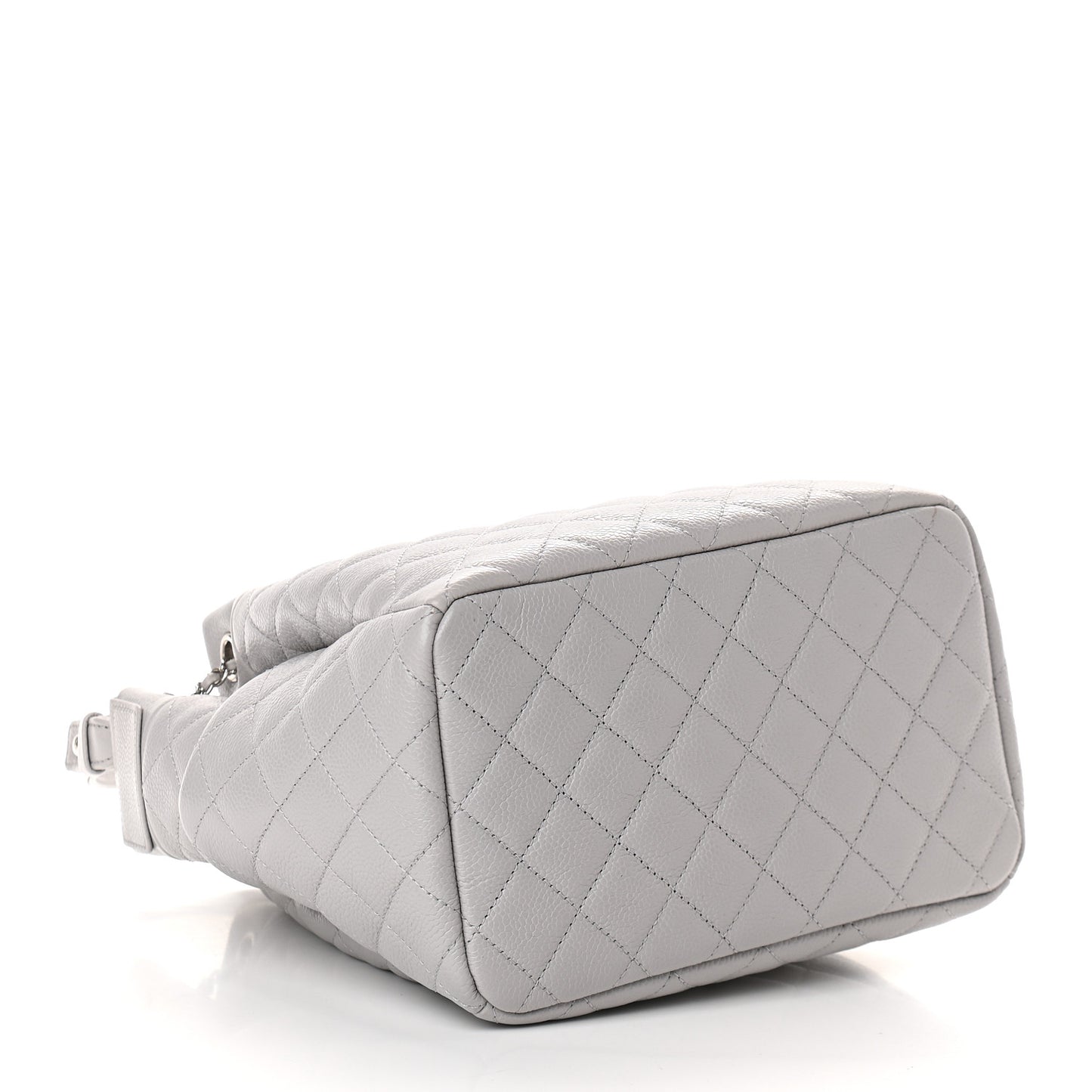 Caviar Quilted Small Chain Bucket Bag Light Gray